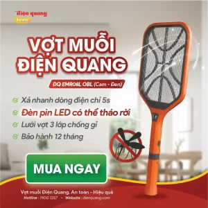 Bộ vợt muỗi đa năng Điện Quang ĐQ EMR08L OBL ( Cam – Đen )
